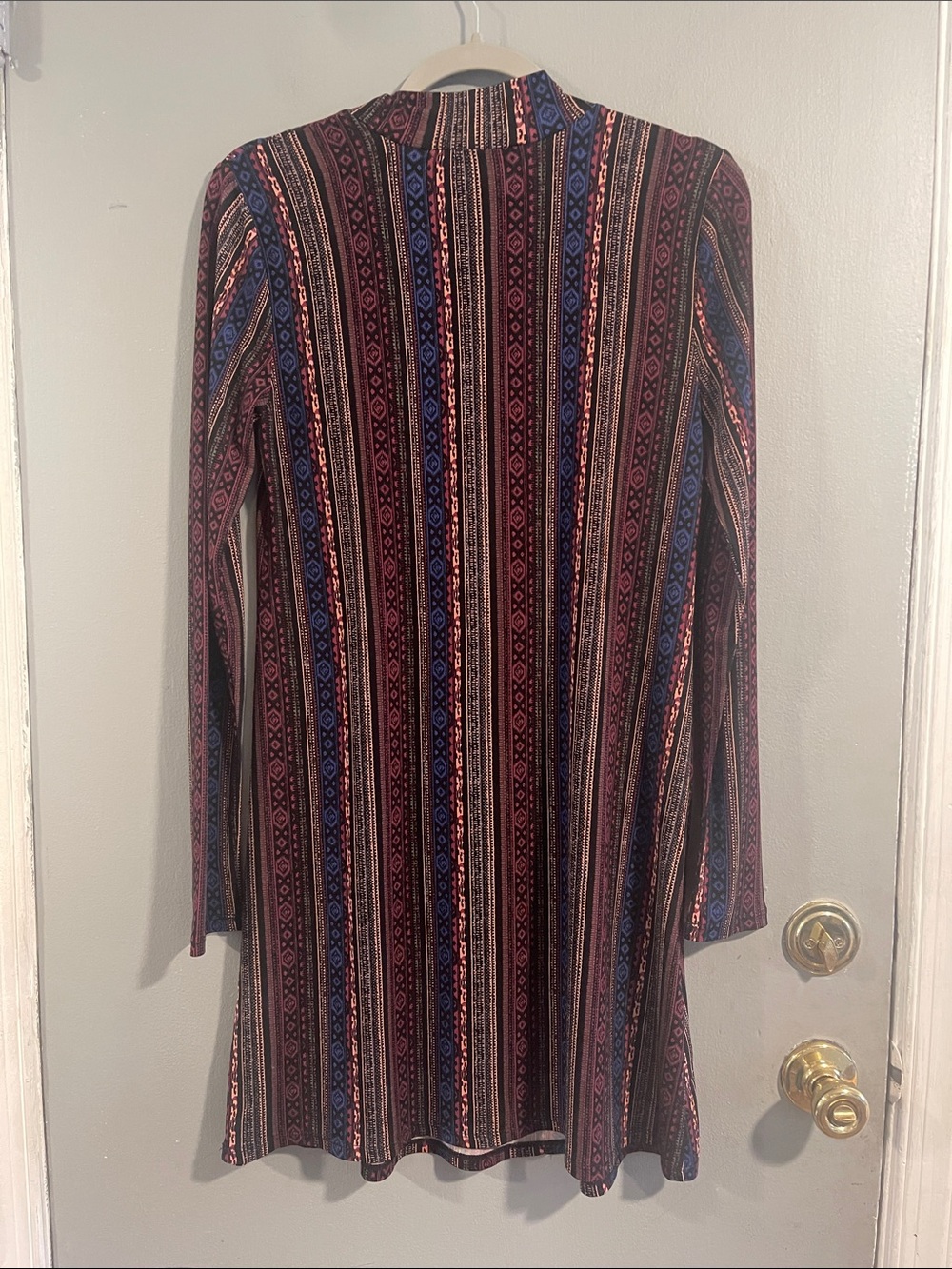 BCBGeneration A-Line Long Sleeve Mock Neck Dress Multi Tribal Size S - Picture 5 of 6